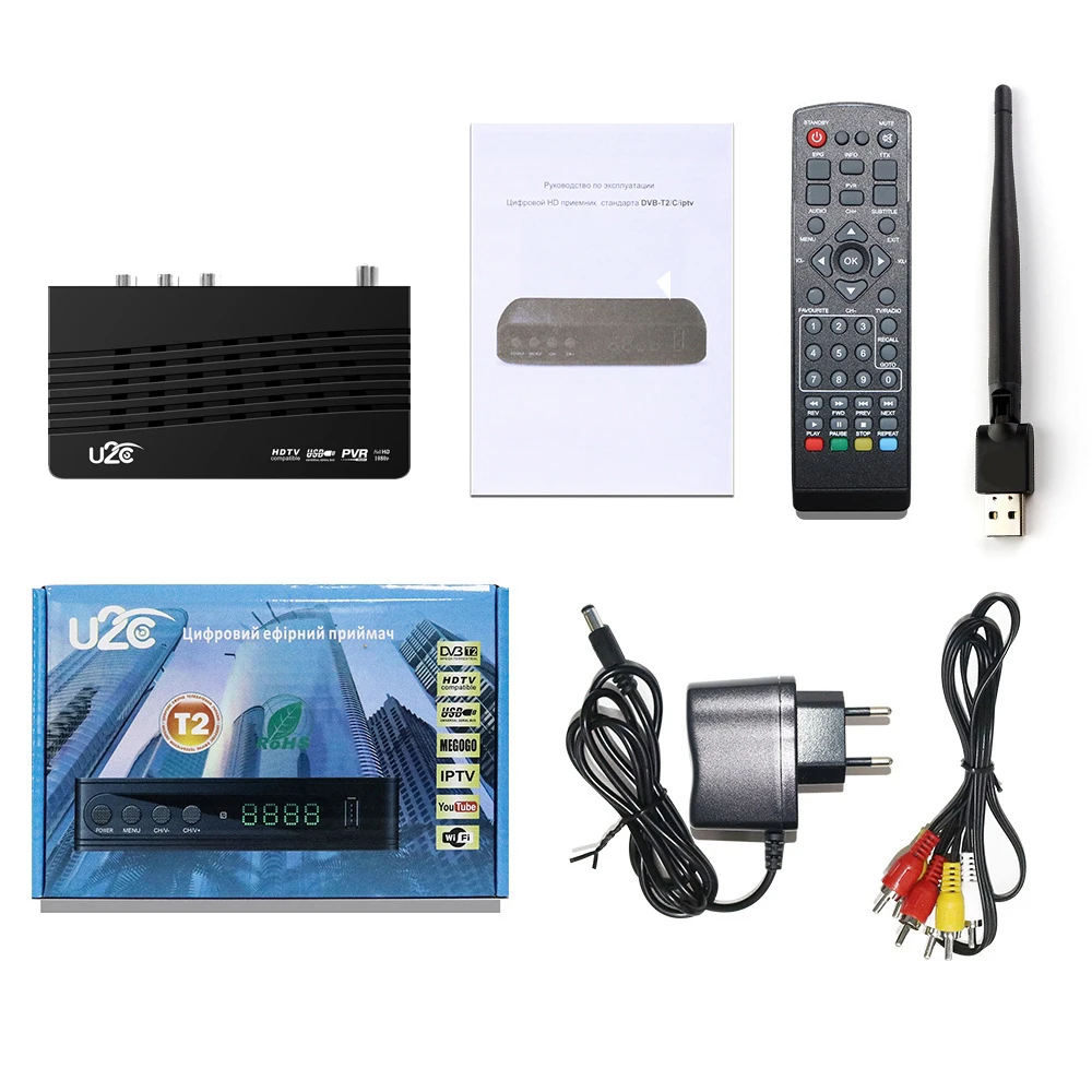 U2C DVB-T2 ТВ палка HD 1080 P спутниковый ТВ-приемник Тернер H.264 ТВ цифровой эфирный приемник Russican каналов