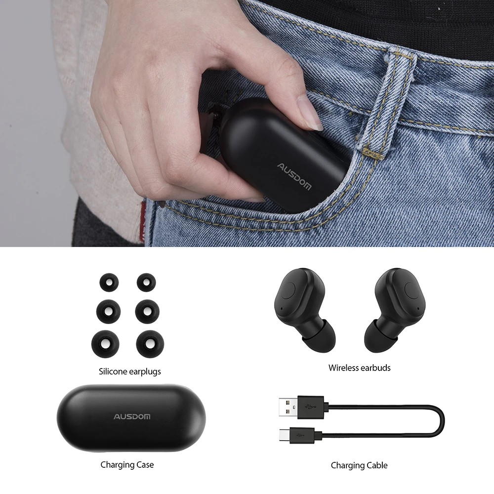 AUSDOM TW01 спортивные мини TWS Bluetooth наушники беспроводные Беспроводная гарнитура с