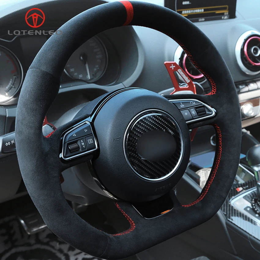Lqtenleo высокое качество замши DIY Ручная прошивка автомобиля рулевое колесо Крышка для Audi RS6 2013- RS7 S1 RSQ3 S3