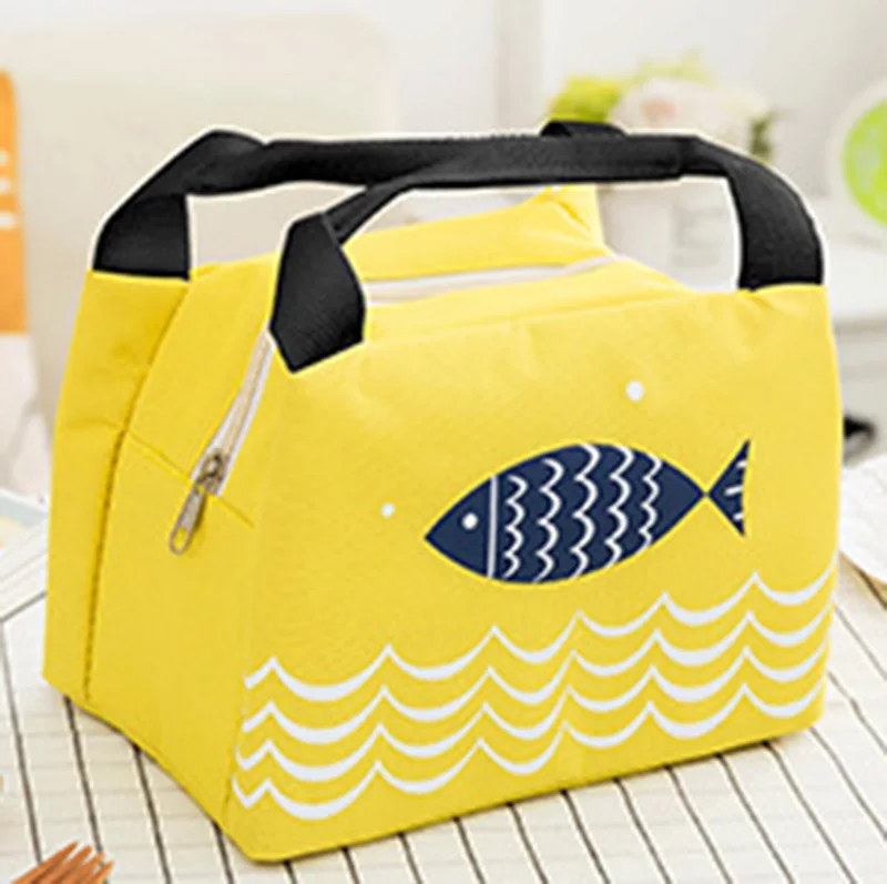 Yellow Изоляционные сумки для детского питания, бутылочки для кормления молока, теплые, с рисунком рыбы, портативные, водонепроницаемые, Оксфорд, для пикника, Термосумка MBG0317 - Цвет: Yellow