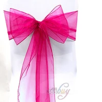 fly eagle 10pcs organza chair sashes bow wedding party cover banquet cover sashes 15 fuchsia