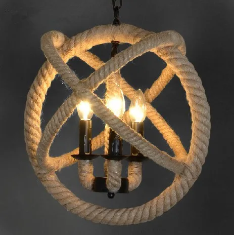 Винтажные лампы в стиле лофт на пеньковой веревке основа e14 Классическая Ретро