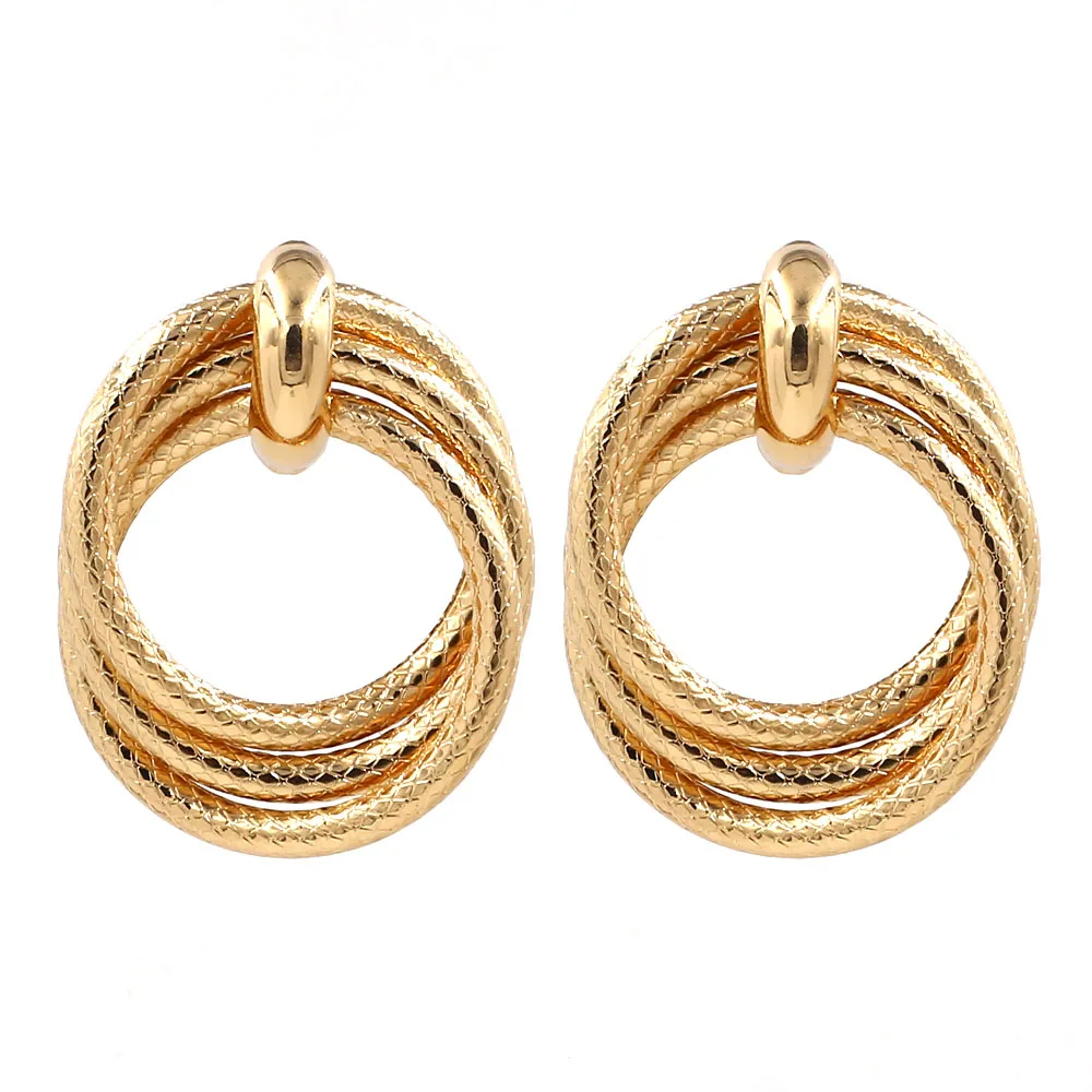 4 Vodeshanliwen, модные, Boho, золотые, металлические, круглые серьги-гвоздики для женщин, высокое качество, геометрические, массивные, большие серьги, свадебные ювелирные изделия - Окраска металла: 4