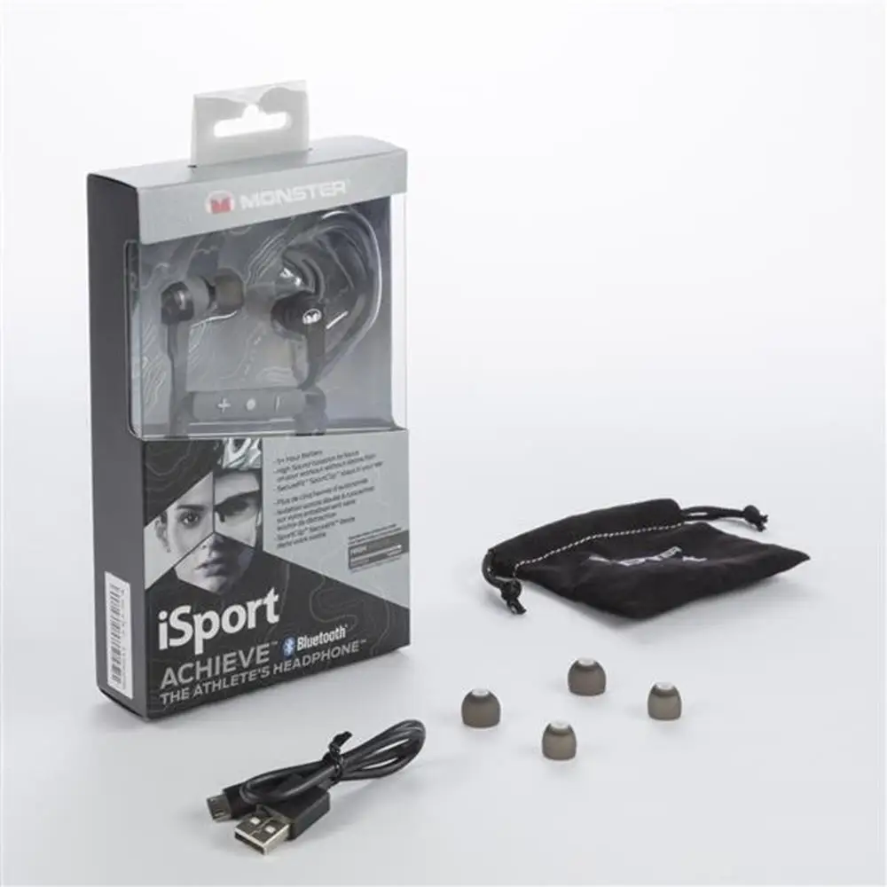 Оригинальные наушники вкладыши Monster iSport беспроводные bluetooth с микрофоном прочные