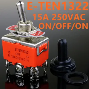Высокое качество 1 шт. E-TEN1322 15A250V 6-контактный водонепроницаемый переключатель крышка ВКЛ-ВЫКЛ-ВКЛ миниатюрные тумблеры оранжевый