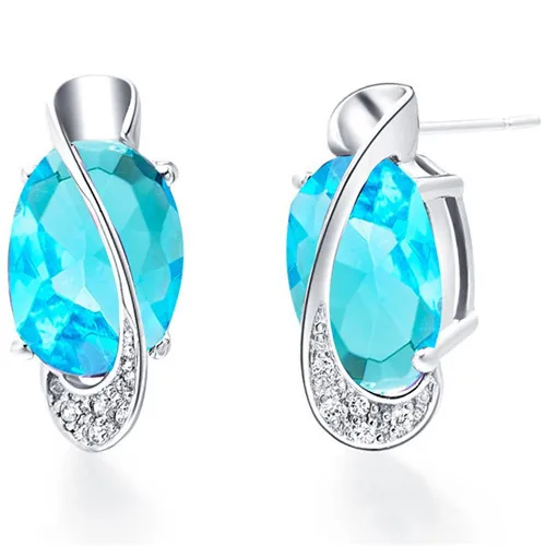 Royal Blue R501 США, серьги, аксессуары, серьги-гвоздики, свадебные серьги, синий/красный/фиолетовый/зеленый/разноцветные стразы Uloveido R750 - Окраска металла: Royal Blue R501