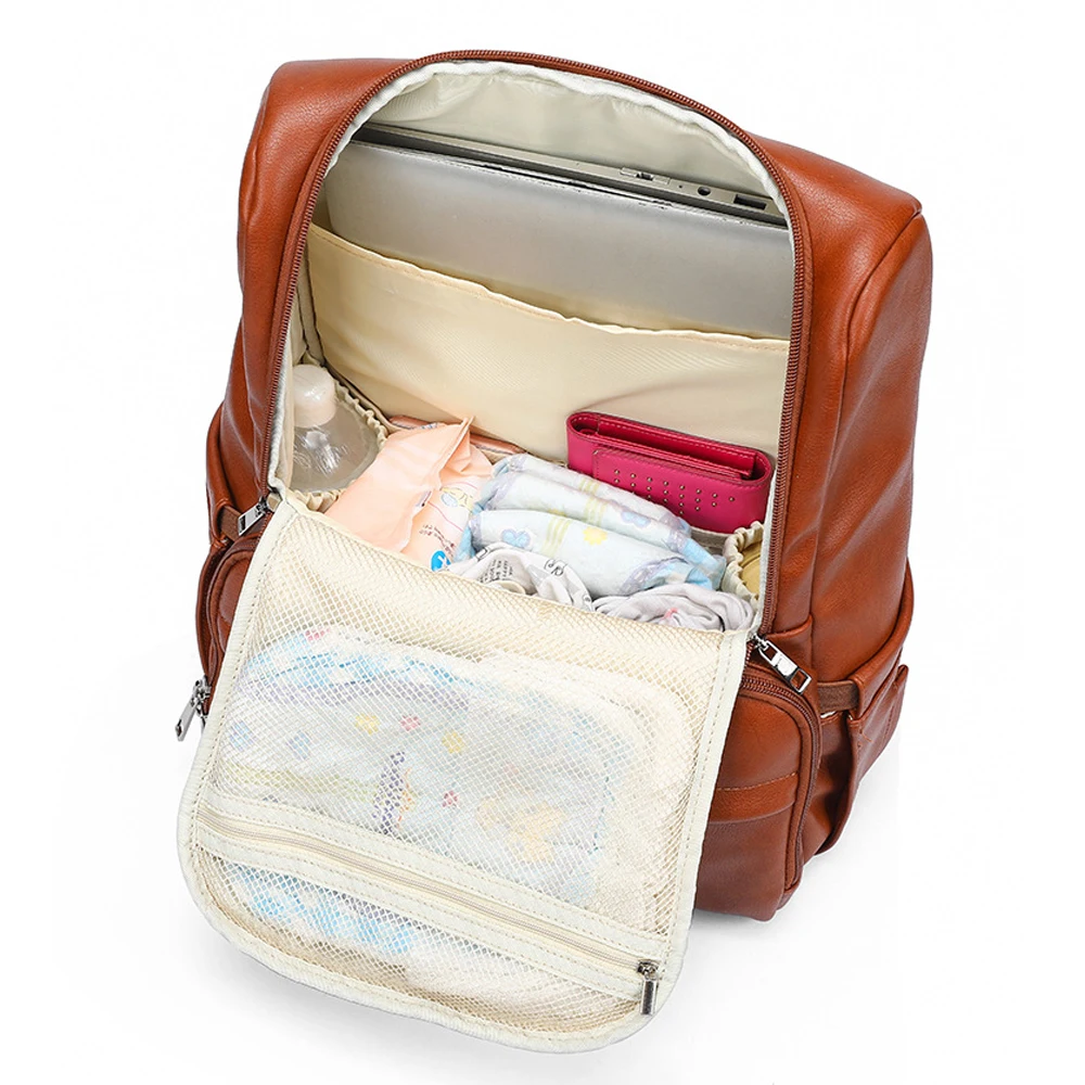 Рюкзак из искусственной кожи для детских подгузников + пеленальная подушка ремни
