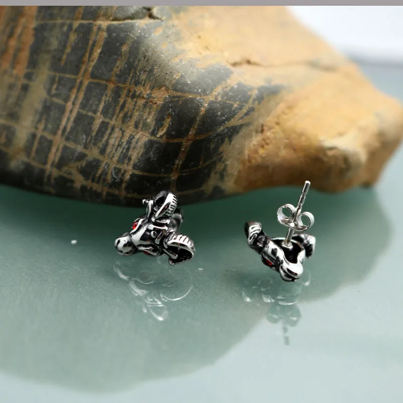 Мужские одиночные серьги из титановой стали с головой овцы, властная голова овцы, аксессуары, мода, рок стиль, панк, серьги