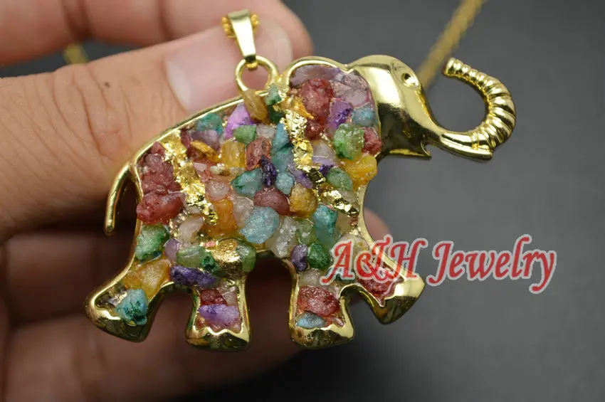 5 шт. Новое поступление Большой браслет со слоном золотистого цвета 35x60 мм с