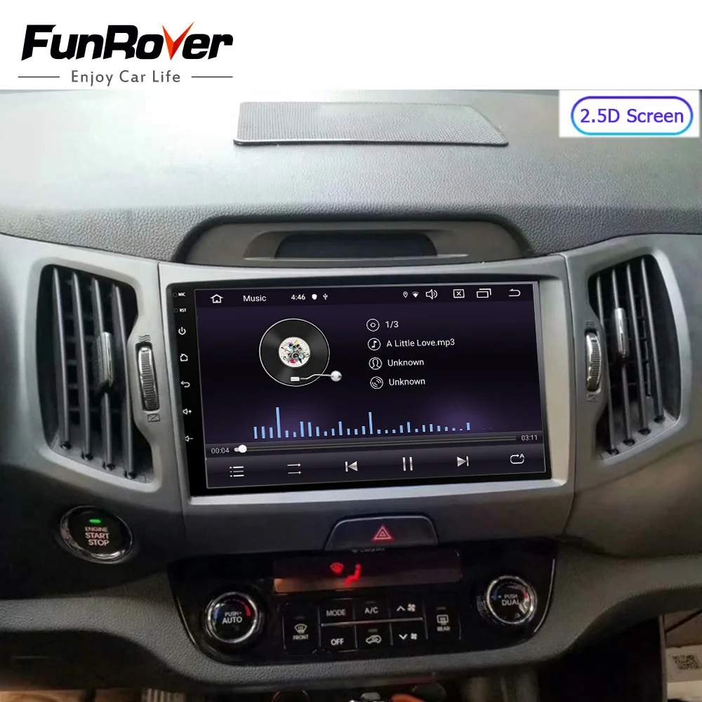 Funrover 2.5D+ ips android 9,0 автомобильный мультимедийный плеер 2 din Автомобильный Радио dvd gps Стерео навигация для kia sportage 2011- RDS DSP