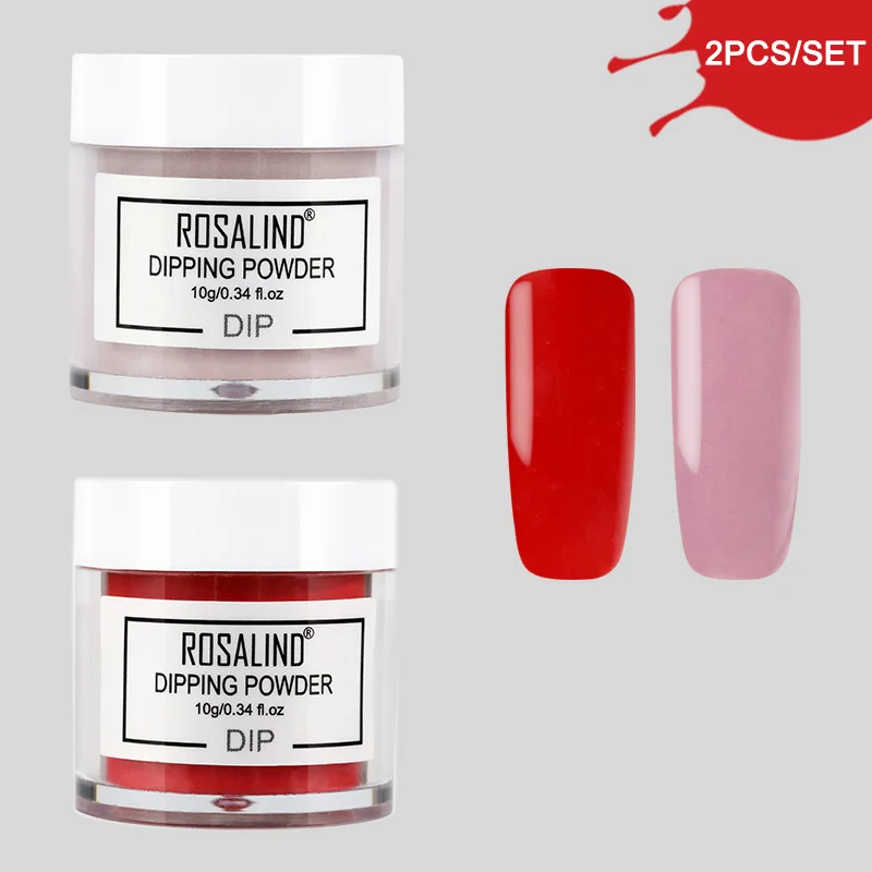 RP-2PCS-01 Розалинд погружной порошок Набор для маникюра натуральный сухой хромовый Пигмент нет необходимости лампа вылечивается дизайн ногтей блестящая голографическая пудра - Цвет: RP-2PCS-01