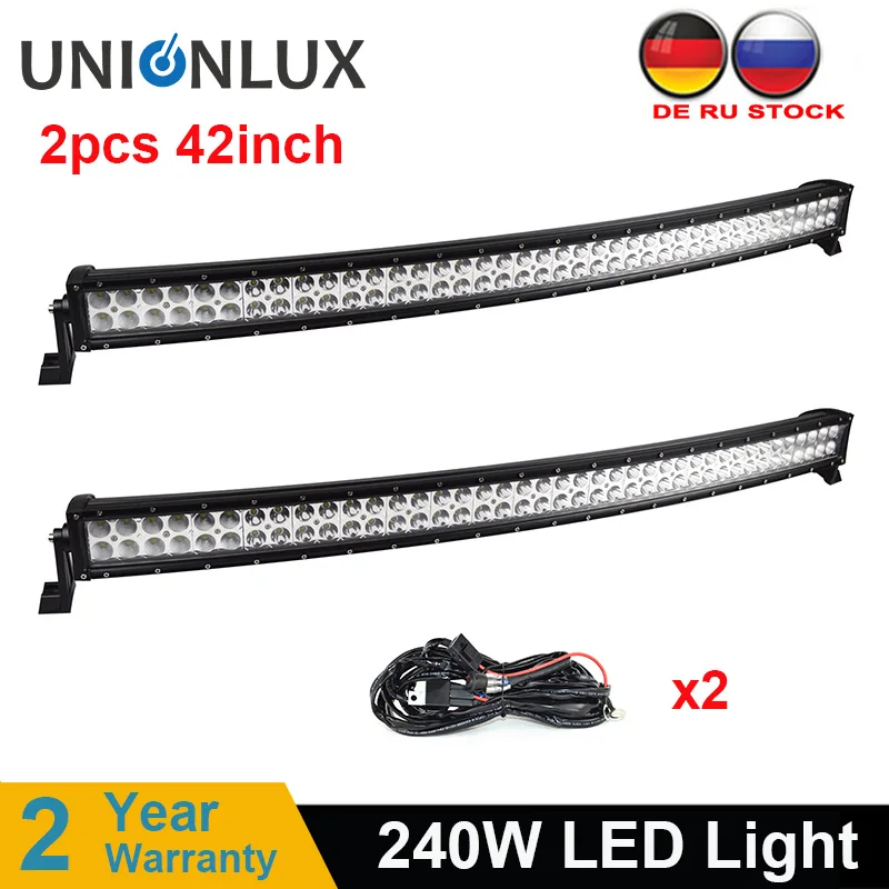 

high lumen curved led light bar 42"inch 240w combo beam 12v led work light offroad led driving lights for truck car 4x4 SUV ATV