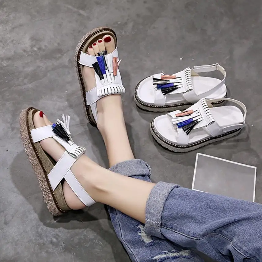 Женские летние сандалии YOUYEDIAN Повседневные Удобные на платформе с кисточками