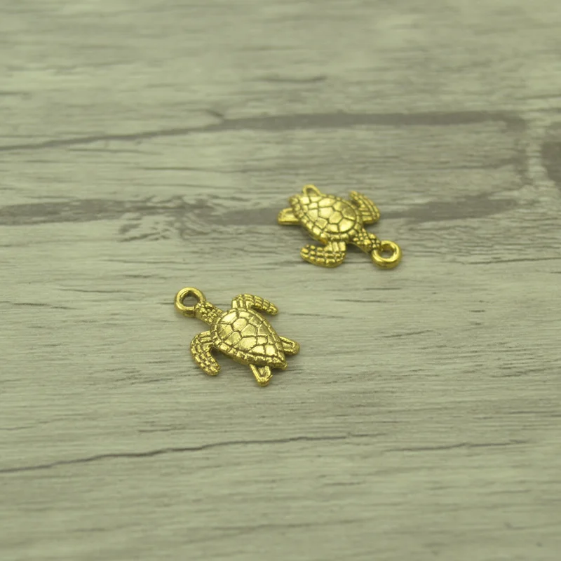 35 шт./лот модные подвески в виде морской черепахи из Античного золотого сплава