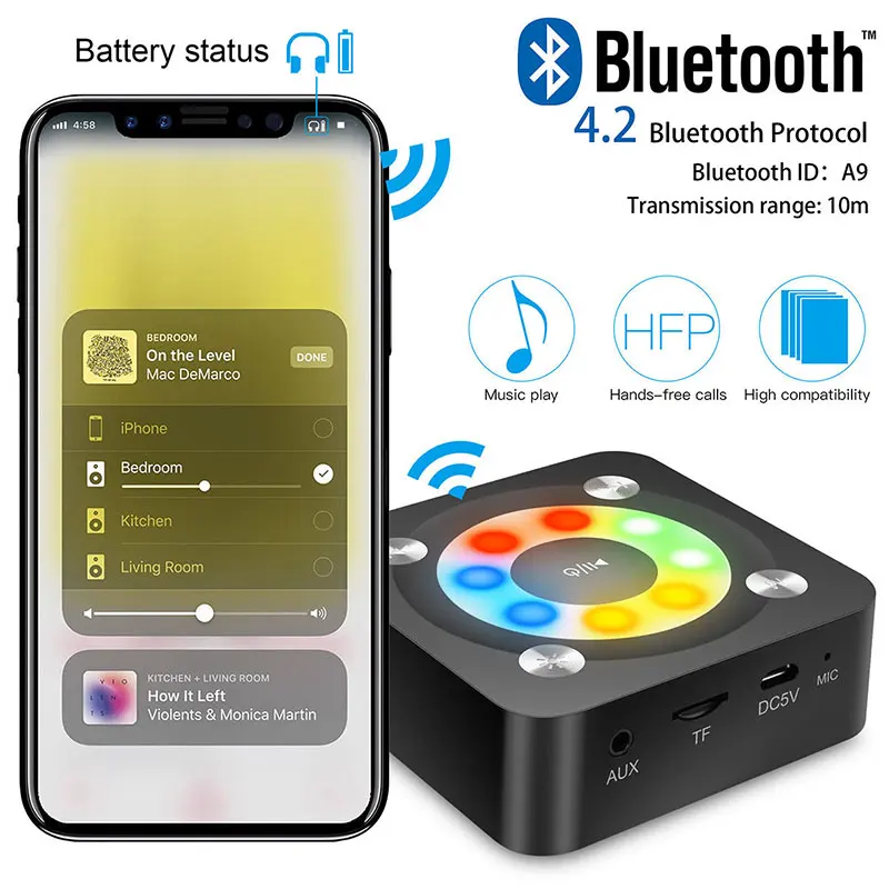 Мини колонка Bluetooth динамик портативный стерео громкий Беспроводная сабвуфер с