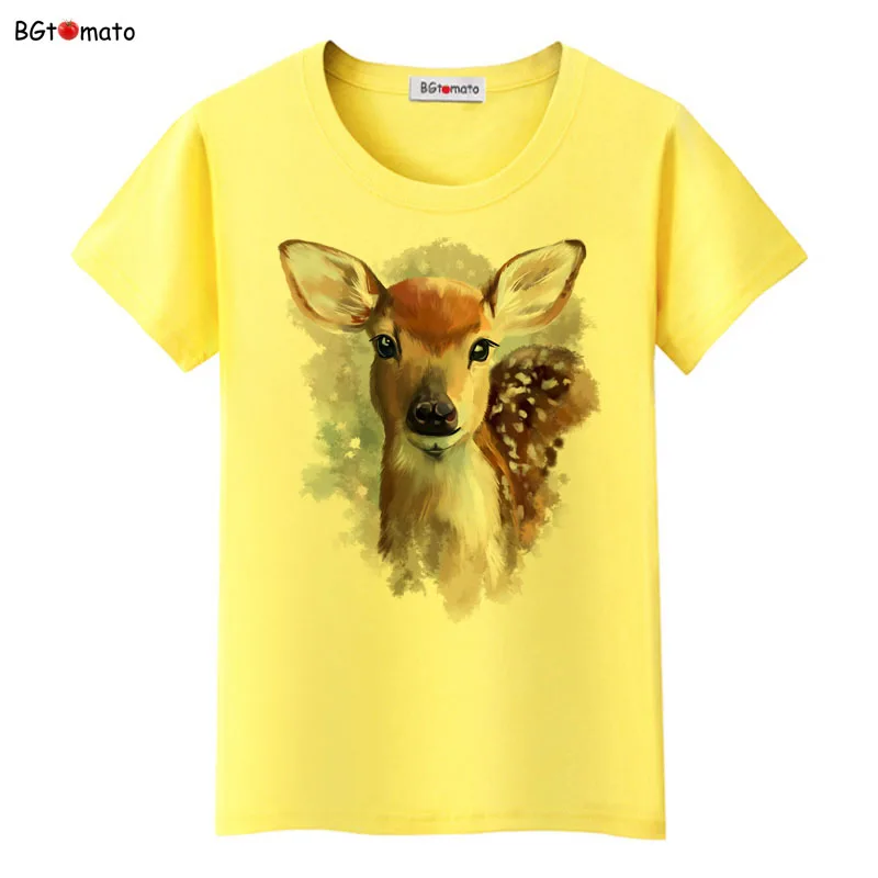 BGtomato 3D мультфильм футболка женская летняя обувь модные пятнистого оленя с