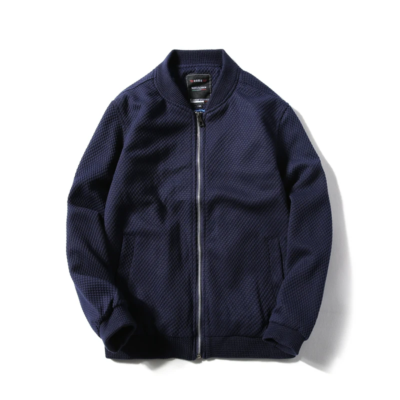 Men's Jackets Knit Jacket Casual Fashion Coat Blue Black Solid Color Male Slim Fit Outerdoor Brand Overcoat Large Size Gent Life | Мужская