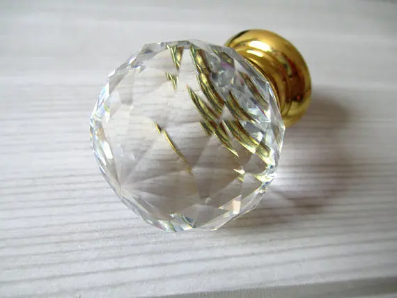 Ручки с кристаллом из стекла ручки комод круглые для ящиков золотой прозрачный