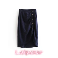 single breasted long linen skirts womens summer casual solid high waist skirt female button skirt korean streetwear
