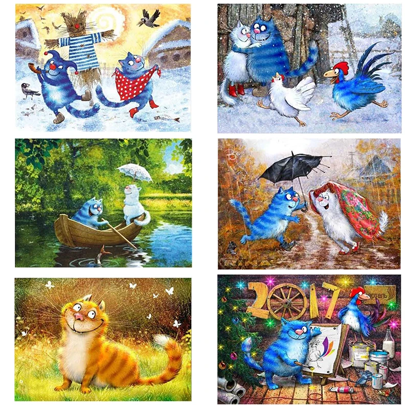 

5d diy diamond embroidery cartoon blue cat diamond painting Cross Stitch full square Rhinestone mosaic home decoration