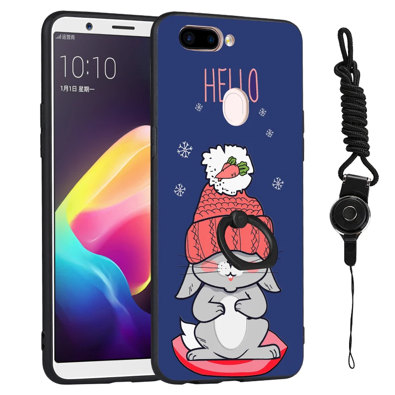 Цветной печать чехол для Huawei Honor 7x задняя крышка с палец кольцо стенд + шнурки Капа