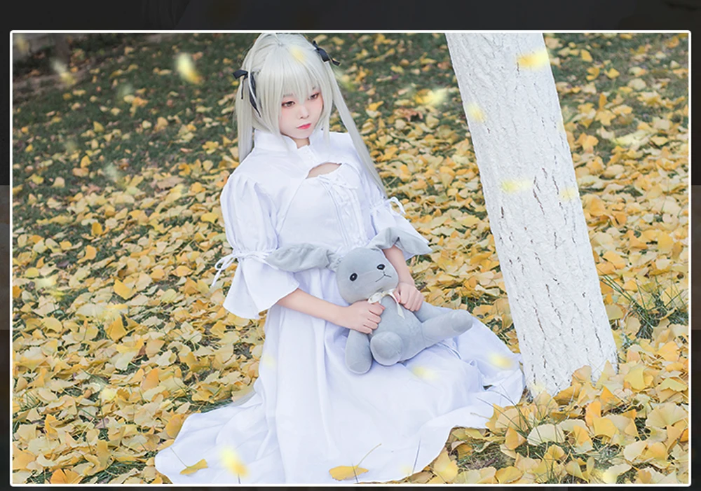 Высокое качество аниме маскарадный костюм kasugano Sora платья Yosuga no Косплей Сора Белый Лолита костюмы на заказ с париком кролик