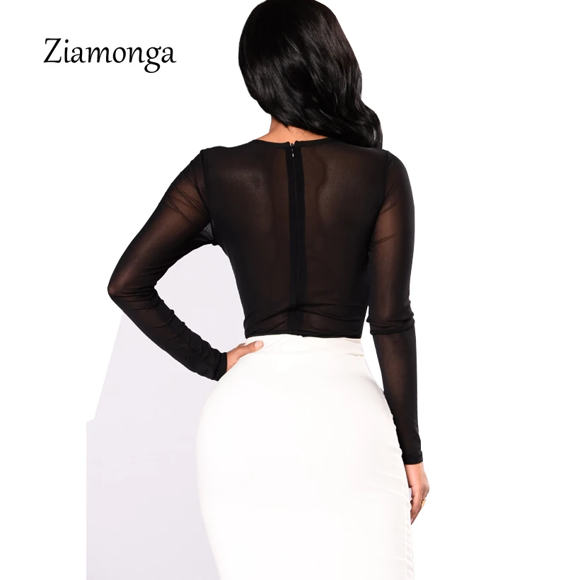 Ziamonga Sheer Mesh Applique кружевное сексуальное боди Женский v образный вырез с|elegant