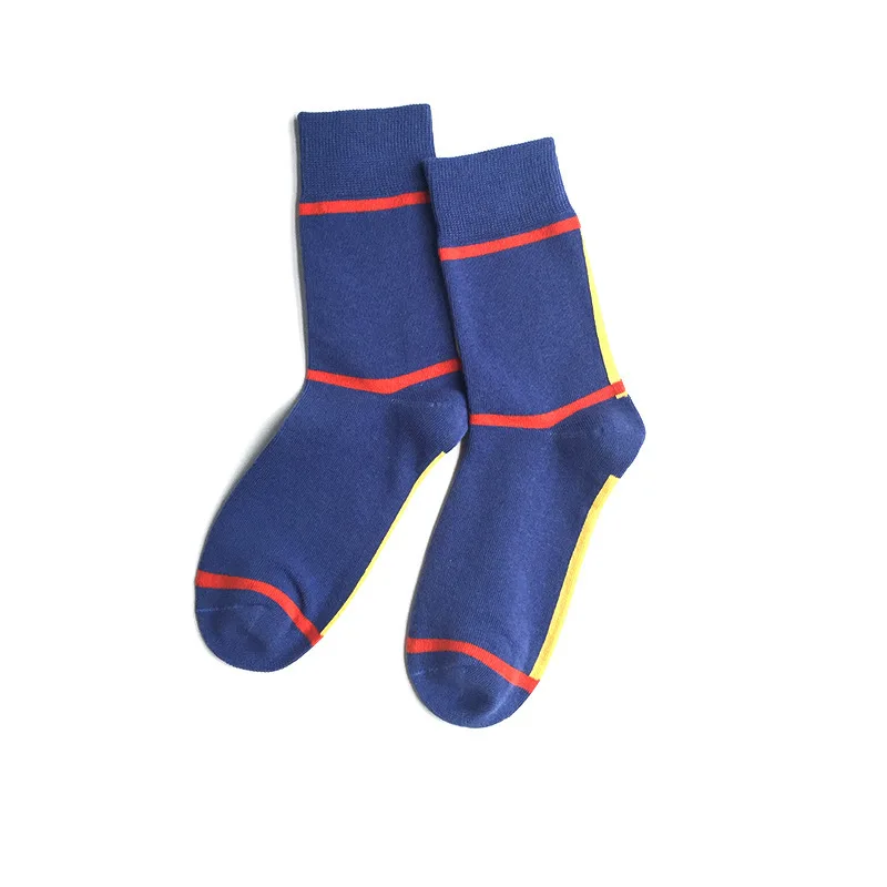 Blue Orange Stripe Веселые носки для мужчин и женщин; забавные носки с рисунками животных; подарок на свадьбу; дышащие носки из чесаного хлопка; нейтральные носки; Eur36-43 - Цвет: Blue Orange Stripe