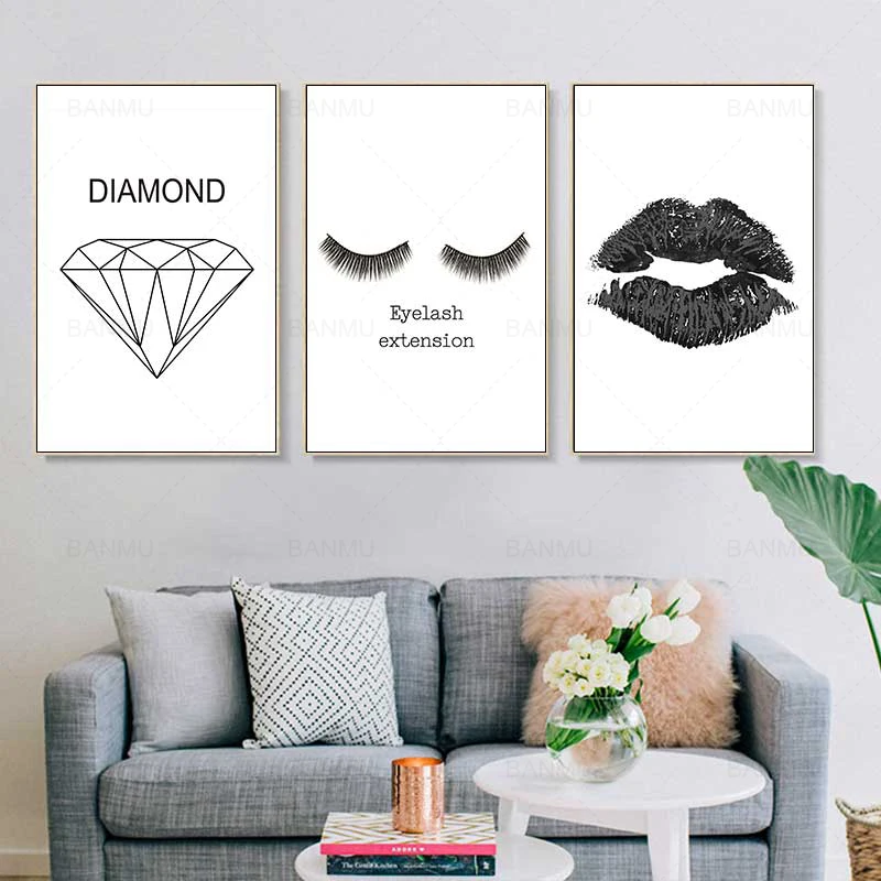 Nordic poster Black and white minimalistic canvas painting abstract wall art print picture for living room decoration | Дом и сад