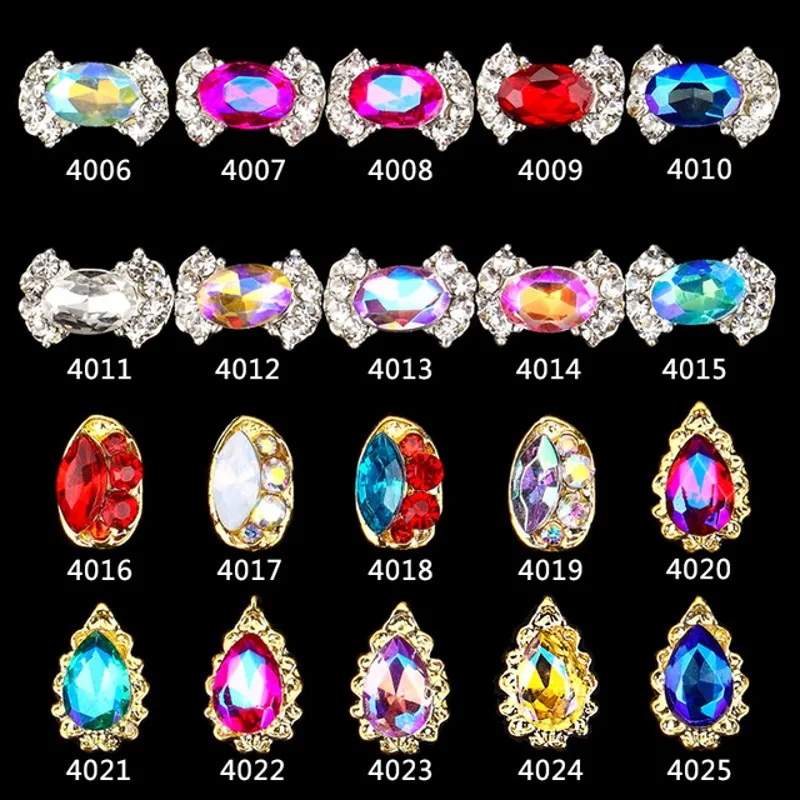 

20 Designs 100Pcs Metal Alloy Nail Art Rhinestone 3D Tips DIY Jewelry Alloy Diamond Crystal Nails Gems Accessoires ML4006#