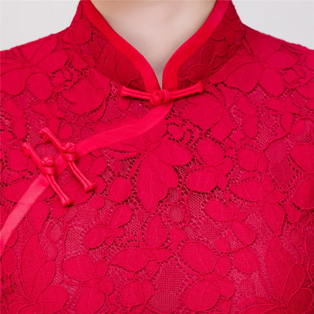 Шанхай история 3/4 рукав китайский традиционный Топ кружево Cheongsam рубашка Qipao Топ кружево китайская блузка для женщин