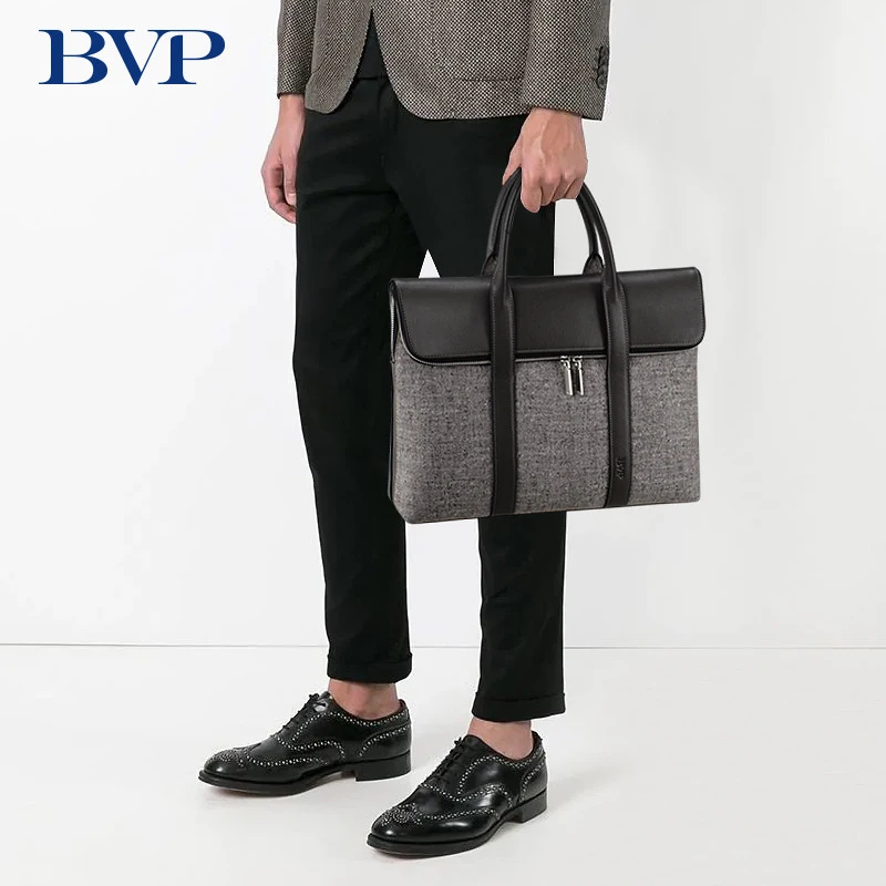 Мужской деловой портфель BVP из натуральной кожи сумка для ноутбука 13 дюймов