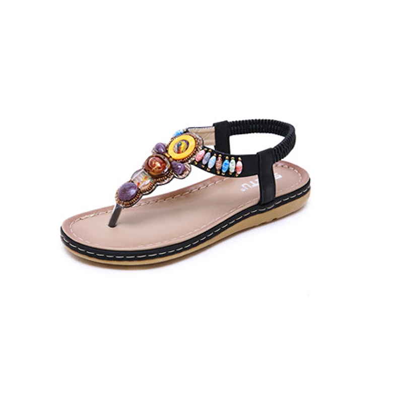 

Casual Plus Size Rhinestone 2020 Women's Wedges Sandals Female Slip Ons Low Heel Waterproof platform Flats Shoes Beach Shoes