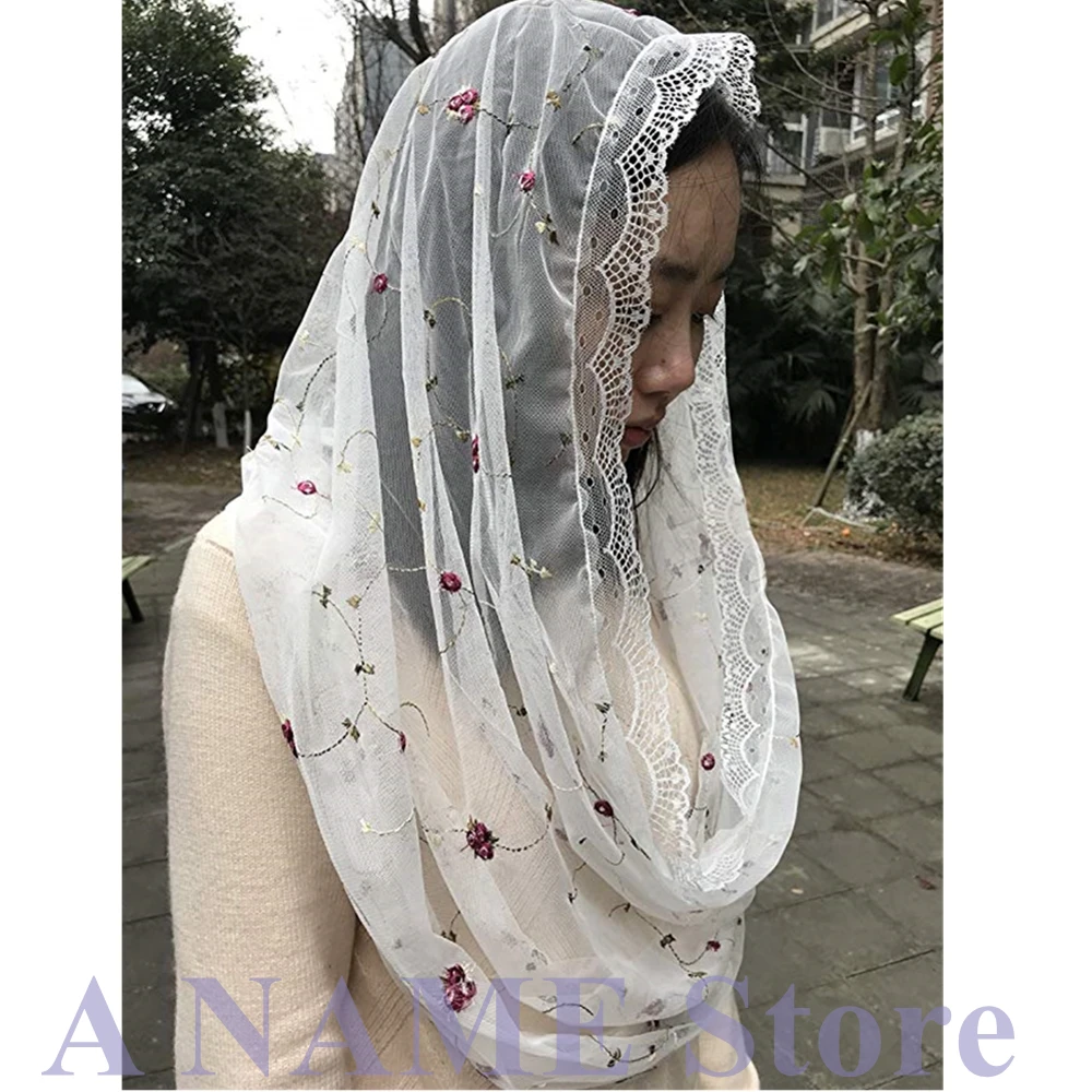 Черные кружевные католический Фата Мантилья для Church Veil головной убор Латинской массового Мантилья negras vela негра вуаль Noir Dentelle