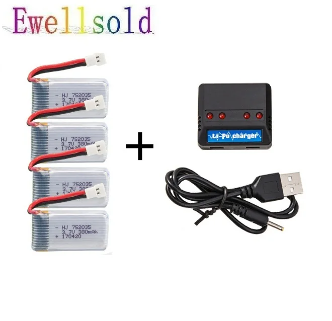 3 7 V 380mah литий полимерный аккумулятор * 4 шт/зарядное устройство коробка для H107C H107D