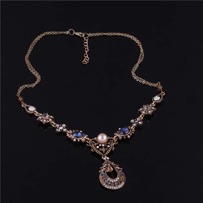 Seblasy Винтаж Роскошные богемные готический дворец Кристалл капли воды колье с