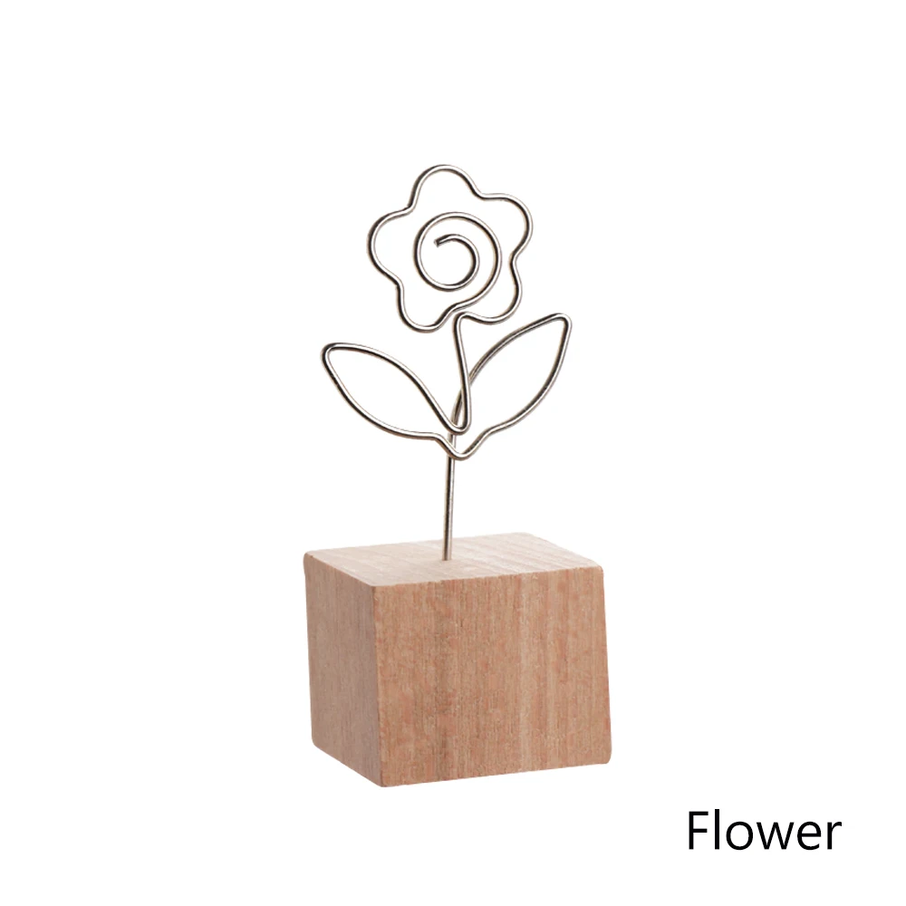 Square Flower 12 типов креативных круглых/квадратных деревянных железных фото-клипсов Memo имя карты кулон мебель рамка для фотографий Примечание рамка Настольный держатель - Цвет: Square Flower