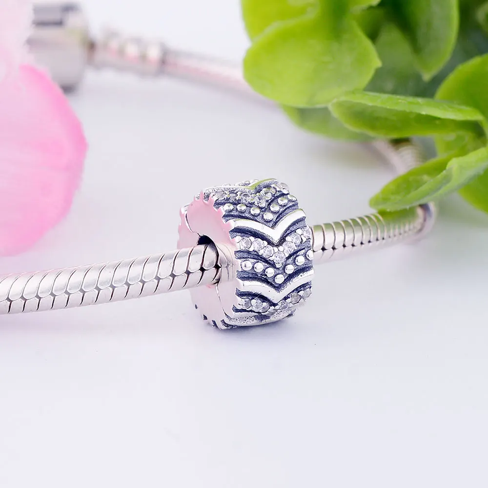 Браслет Pandora Charms из стерлингового серебра 925 пробы, стильное кольцо с фианитом для рукоделия