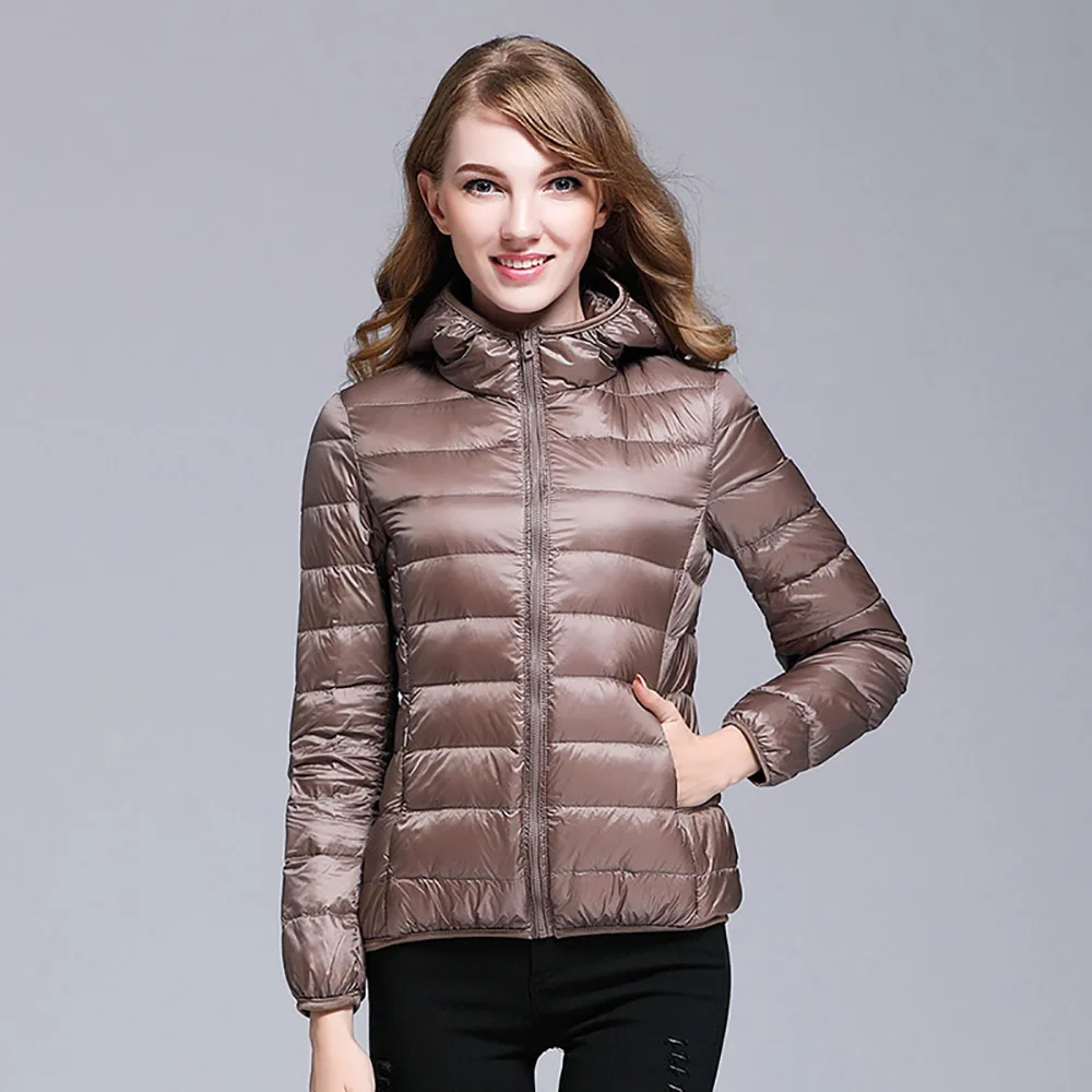 Зимние женские куртки пуховики короткие пальто 90% белый утиный пух Женская
