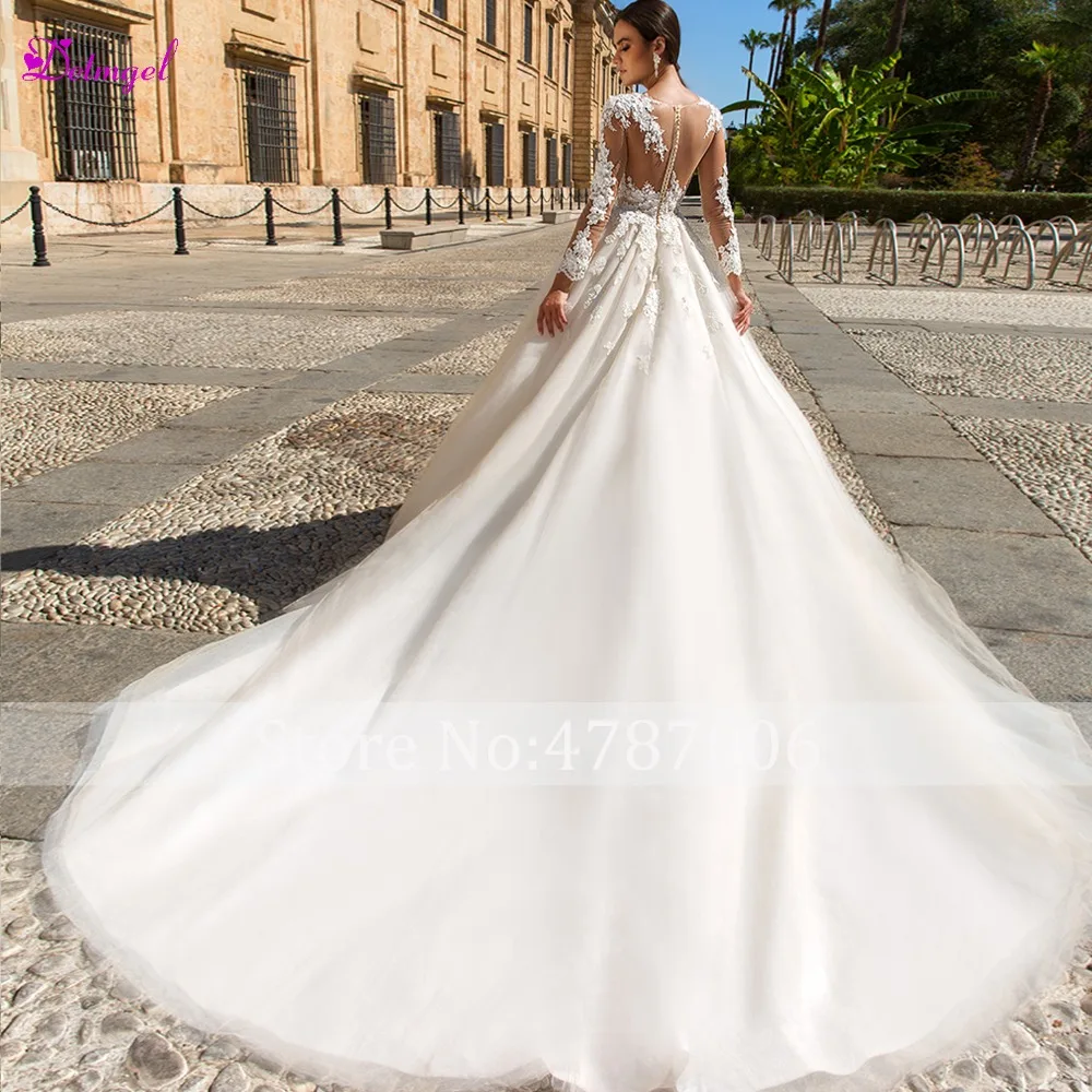 Detmgel романтическое свадебное платье трапециевидной формы с длинным рукавом и