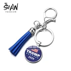 SIAN High grade Trump 2020 брелок с кистями Дональд Трамп держать Америку большой флаг США посеребренный Омар застежка брелок держатель