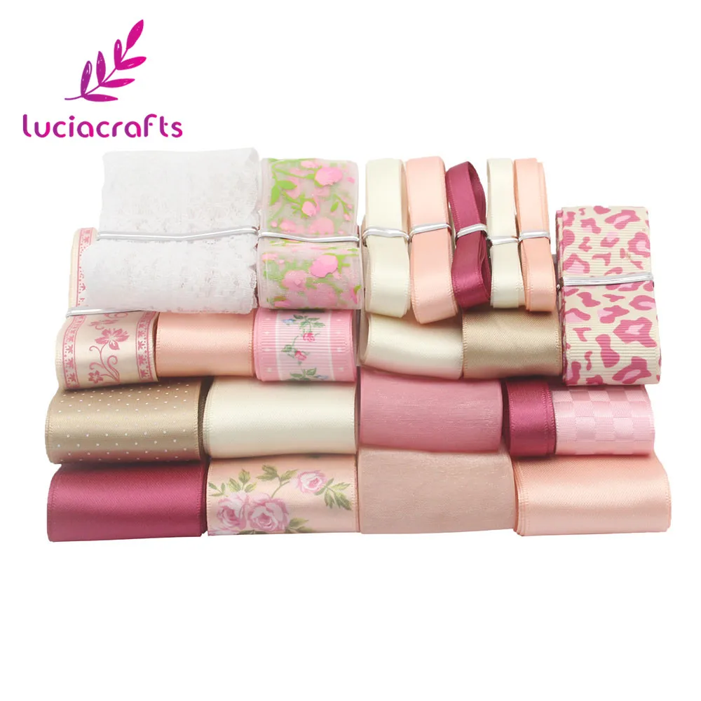 Lucia crafts 22 ярдов 6-40 мм атласная/корсажная/органза лента набор отделка Кружева DIY Свадебная Упаковка бант Декор материалы S0707