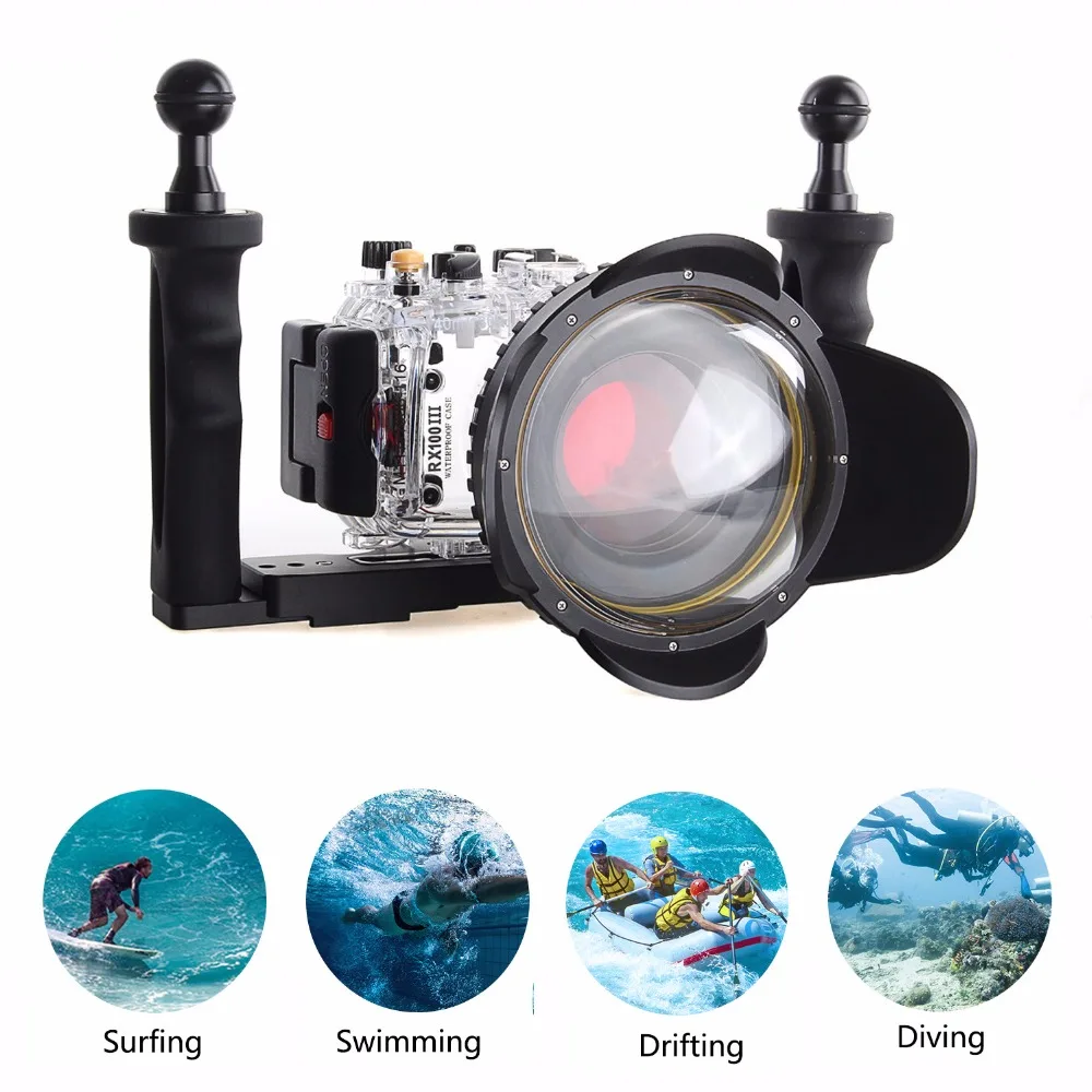 Чехол для подводной камеры Meikon 40 m/130f Sony DSC RX100III RX100 M3 w/67mm Red Filter|Сумки