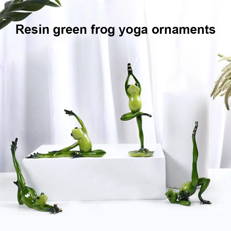 Зеленая декоративная лягушка для йоги 3D статуи из смолы спальни гостиной
