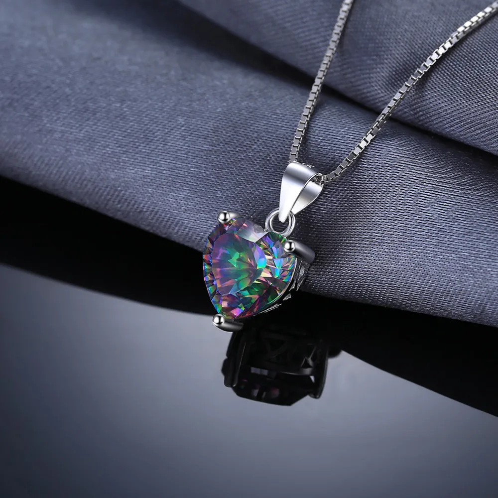 JewelryPalace 4ct Rainbow Fire Mystic Topazs Pendant Solid 925 Sterling Silver Vintage Jewelry Heart Brand New |