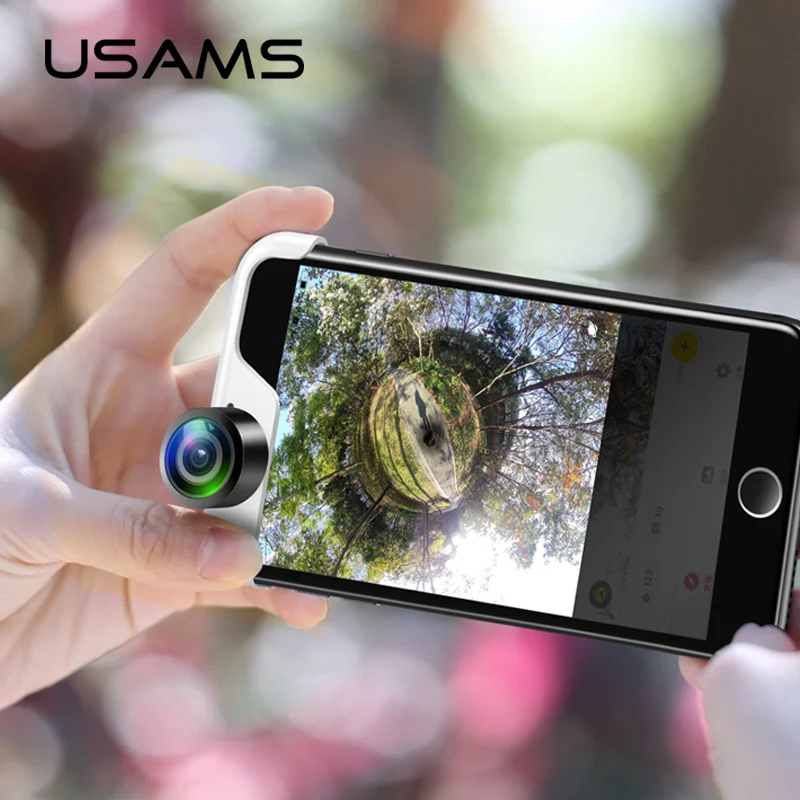 USAMS 360 панорамный объектив камеры 2 шт телефон объектив настоящая панорама телефон панорамная съемка объектив для iPhone 6plus 6S Plus Panoclip