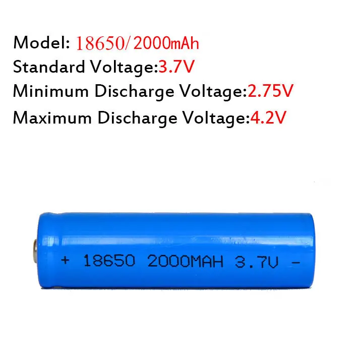 10 шт./лот 18650 3 7 V 2000mAh аккумулятор литий-ионный для фонарика банка питания оптовая