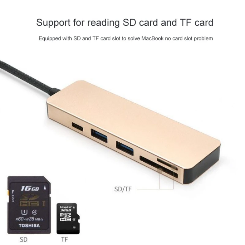 5 в 1 адаптер USB 3 0 + 2 TF/Micro SD Type C|USB-хабы| |