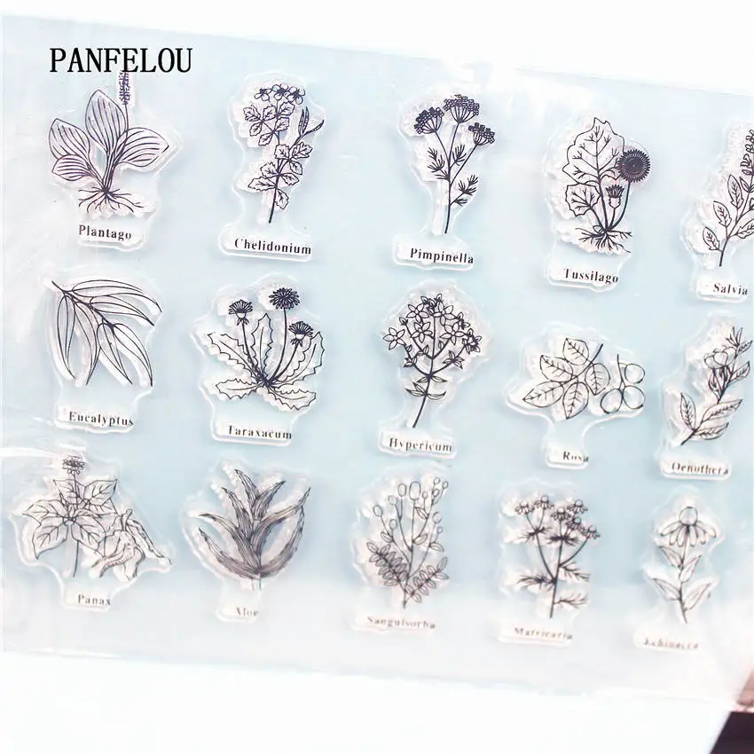 PANFELOU List of flowers Clear Stamp DIY Silicone Seals Scrapbooking/Card Making/Photo Album Decoration Supplies sheets