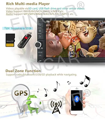 Wireless Backup Camera+Android 6.0 Quad-Core Car Stereo 7'ɽouble Din In Dash GPS Navigation Auto Radio Support WiFi Mirror-link |